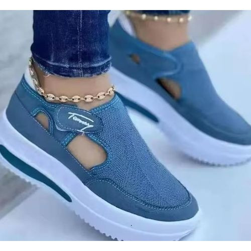Women's Sporty Flat Shoes - Blue