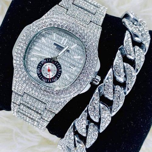 Iced Men"s Wristwatch Hand Chain