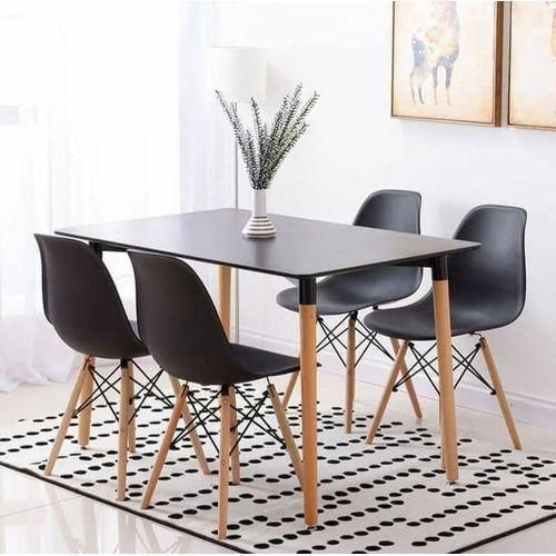Rectangular Restaurant Dining Table + 4 Plastic Chairs